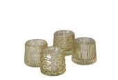 Boltze Home Theelichthouder Sabena glas goudkleurig H7cm Dia8cm verkrijgbaar in verschillende ontwerpen.