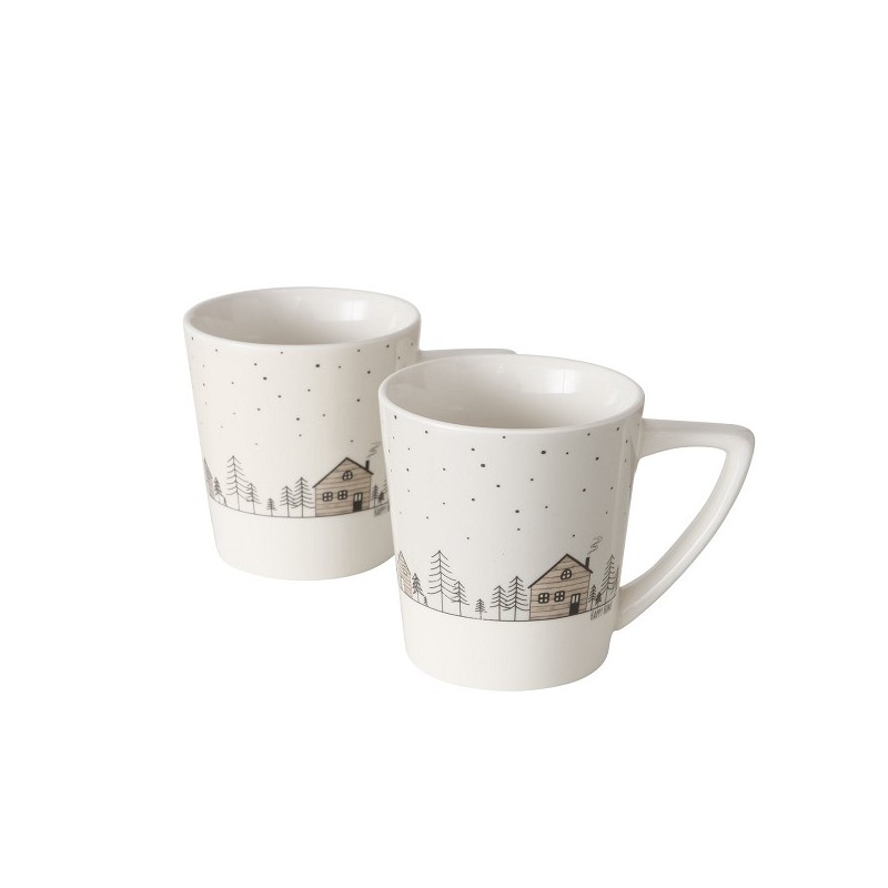 Boltze Home Mug Homewood avec impression de maisons et d'arbres de Noël 300 ml