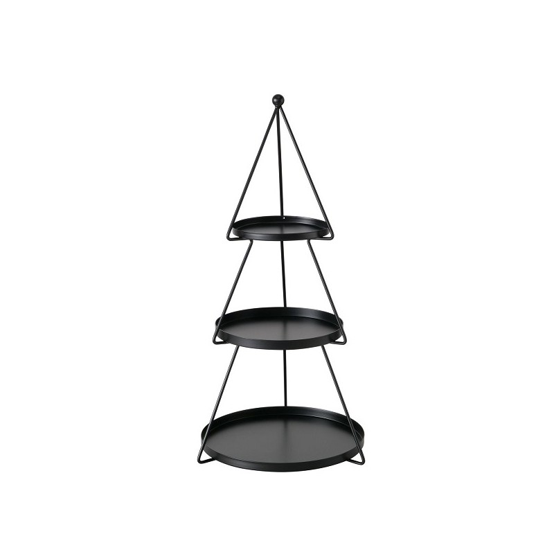 Boltze Home Etagere Jogan métal en forme de sapin de Noël noir H45cm