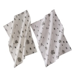 Boltze Home Torchon Homewood avec image de maisons 100% coton - lot de 2 pièces 50x70cm