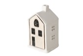Boltze Home Cottage LED Homewood en porcelaine et bois L6cm x L5cm x H10cm (pile LR44 incluse)