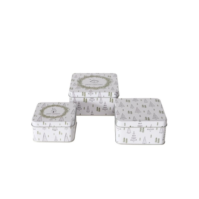 Boltze Home Storage boîte de rangement de 3 Skane avec motif d'arbres de Noël