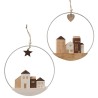 Boltze Home Suspension décorative Oscar avec maisons en bois dans un anneau en métal dia 25cm