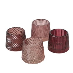 Boltze Home Photophore verre Sabena rose H7cm W8cm rose clair/rose foncé disponible en différents modèles