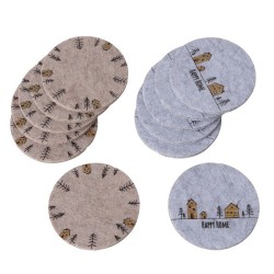 Boltze Home Coaster set Homewood avec un motif de maisons et d'arbres de Noël feutre dia 10cm 6 pièces