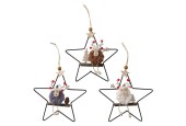 Boltze Home Kersthanger Nico hert van wol in metalen ster H18cm