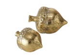 Boltze Home Decoratieve Eikel Frandy set a 2 stuks goud terracotta - H9cm Dia 6,5cm en H11cm Dia7,5cm