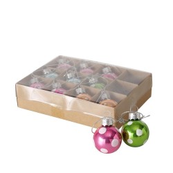 Boltze Home Boule de Noël en verre Motif 12 pièces dans une boîte - pointillés multicolores