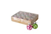 Boltze Home Kerstbal glas Pattern 12 stuks in doosje- multi kleuren gestippeld