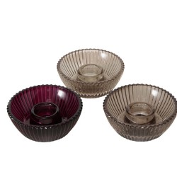 Boltze Home Bougeoir Laurynas verre nervuré dia8cm h3cm disponible en différentes couleurs