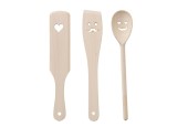 Boltze Home Ensemble de cuillères Laga 3 pièces en bois de hêtre avec visage et cœur perforés
