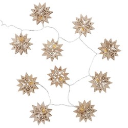 Boltze Home Lichtketting Harstad LED met 10 houten sterren L100cm met timer werkt op batterij 2xAA ( niet inbegrepen )
