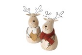Boltze Home Kerstfiguur hout hert Bengt met sjaal H14cm