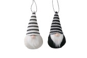 Boltze Home Pendentif de Noël nain Impa avec bonnet tricoté noir et blanc H14cm