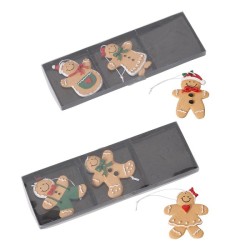 Boltze Home Pendentif de Noël Pain d'épices figure en pain d'épices H9cm polyrésine 3 pièces