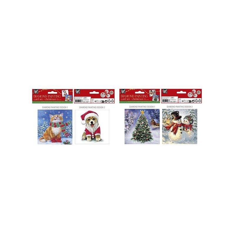 Craft ID Diamond Painting kerstkaarten 2 stuks met envelop 13x13cm