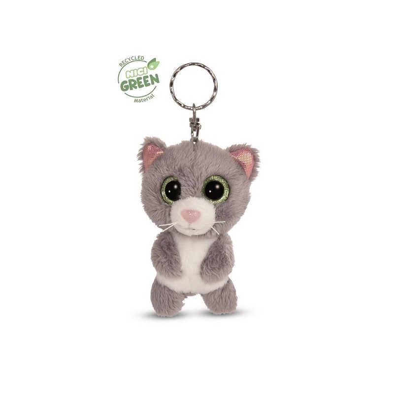 NICI Green Glubschis sleutelhanger Kat grijs Felinja 9cm