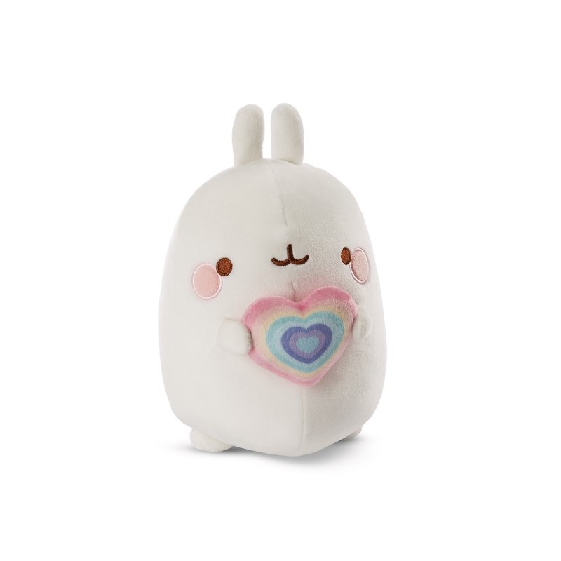 NICI peluche Molang 12cm arc-en-ciel avec coeur