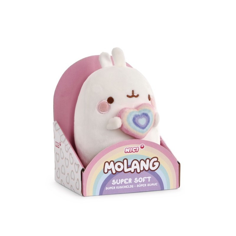 NICI peluche Molang 16cm coeur arc-en-ciel