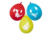 Ballons Dino party 3 couleurs double face set de 6 pièces Ø25cm Latex