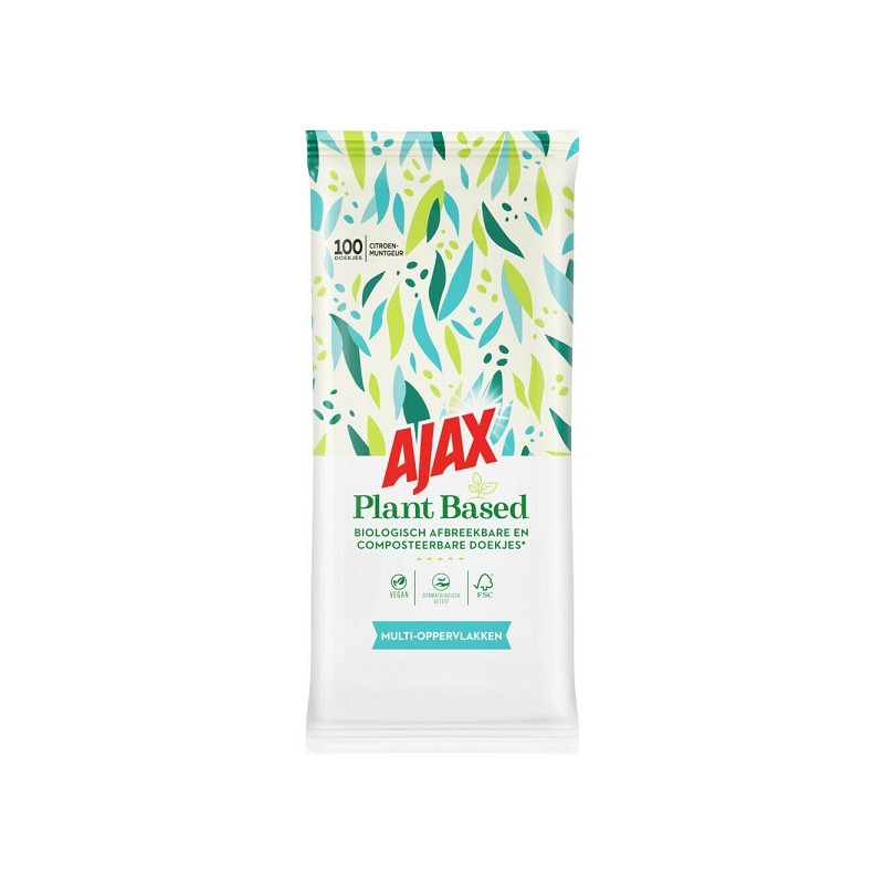 Lingettes nettoyantes à base de plantes Ajax 100 pièces. Multi