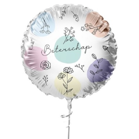 Ballon aluminium fleurs Guérissez bientôt Ø45cm