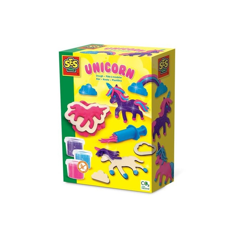 Ses Klei - Licornes fluo pailletées - Playset en pâte à modeler
