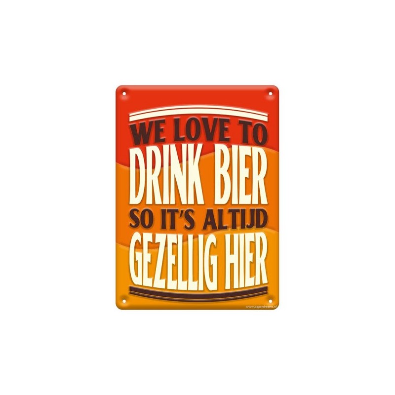 Paperdreams Tekstbord metaal 22x16,5cm - We love to drink bier