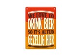 Paperdreams Tekstbord metaal 22x16,5cm - We love to drink bier