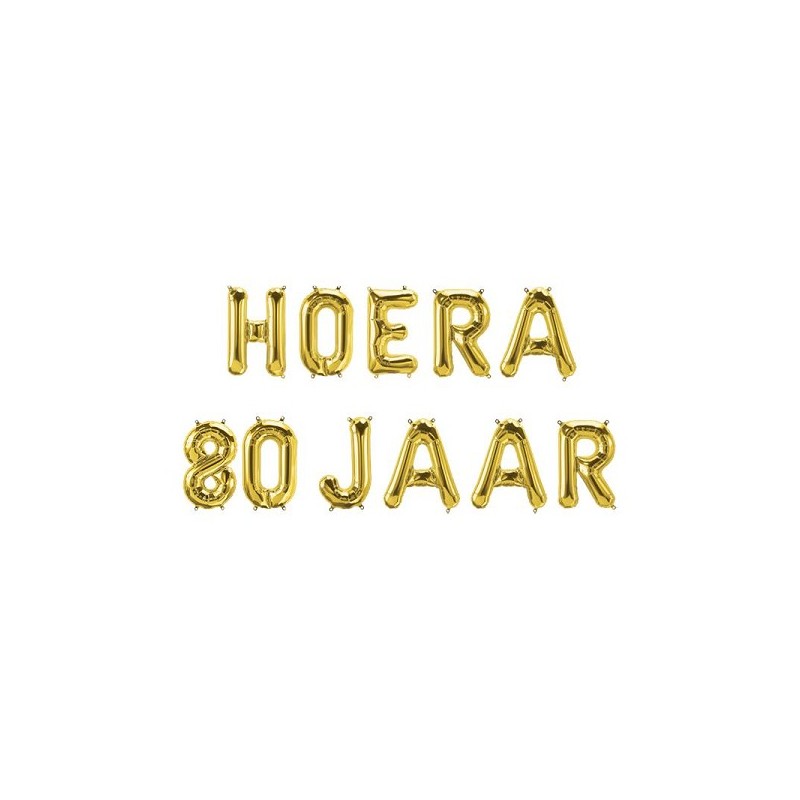 Paperdreams Folie ballon letterslinger - Hoera 80 jaar