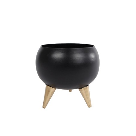 Pot de fleurs "Wendy" (pot8.5) métal noir/doré 10x10x10cm