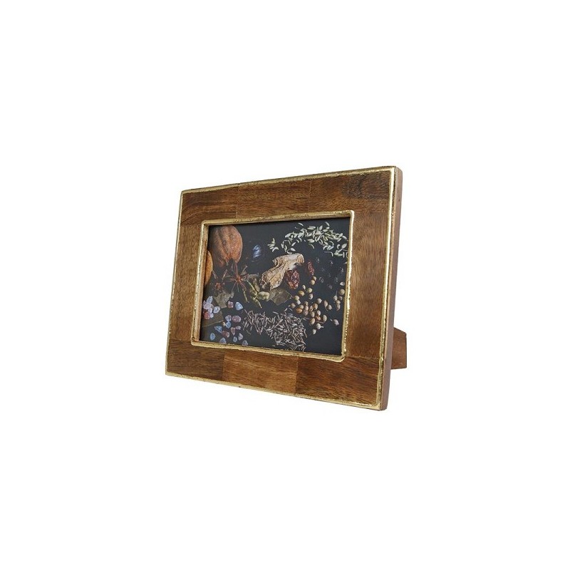 Cadre photo "Jim" (13x18) L bois naturel/doré 19x25x2cm