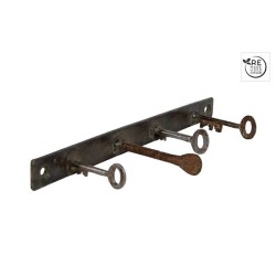 Portemanteau "Clés" rouille en métal recyclé avec différents types de clés 22x5x3cm