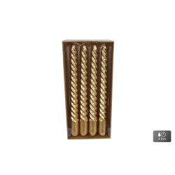 Bougie de table "Twist" or métallisé 2x2x20cm boîte de 4 pièces