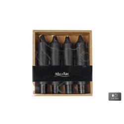 Bougie de table "Arcadian" noire 3x3x15cm boîte de 4 pièces - 14 heures de combustion