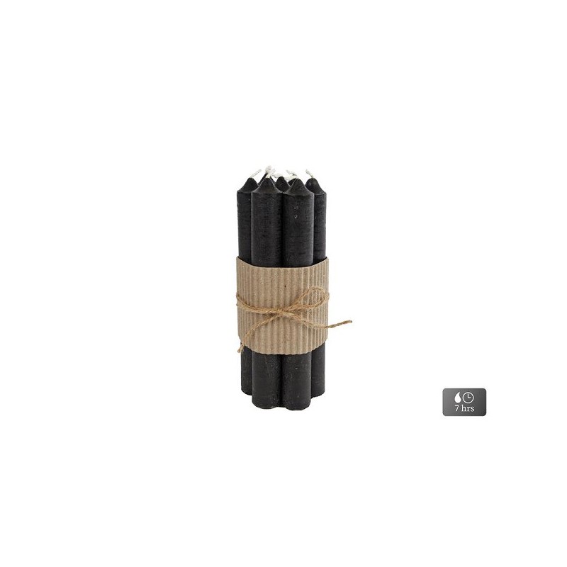 Tafelkaars  "Ambiance" zwart 2x2x16cm 7 stuks in kartonnen wikkel met touw