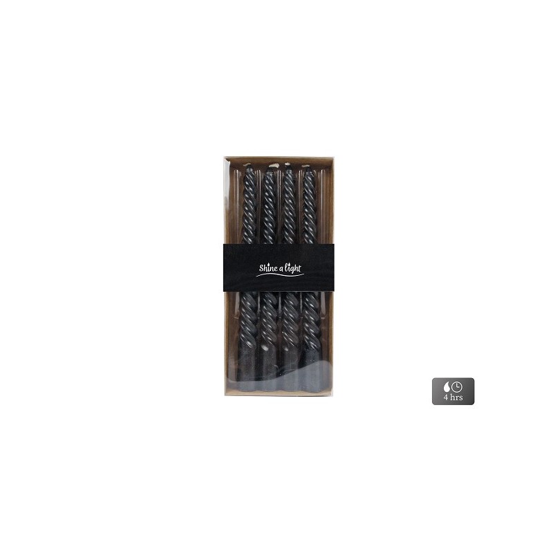 Tafelkaars "Twist" zwart 2x2x20cm 4 stuks