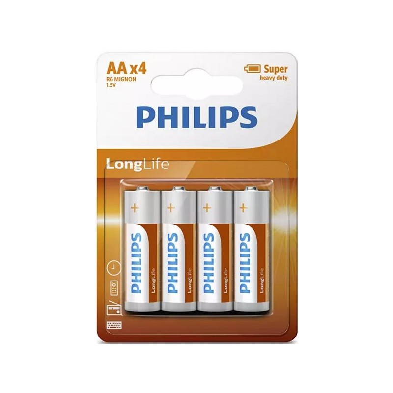 Philips batterijen Longlife AA R6 doos a 12 blisters van 4 stuks