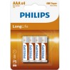 Piles Philips Longlife AAA R03 boîte de 12 blisters de 4 pièces