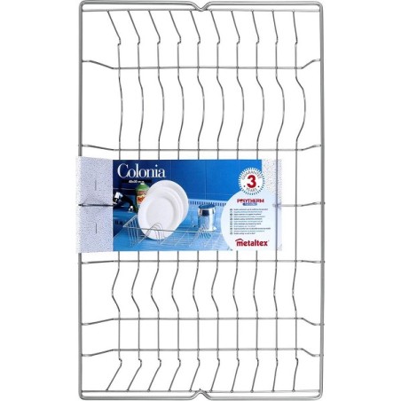 Metaltex Colonia égouttoir à vaisselle 48x30x10cm métal polytherm couleur argent enduit