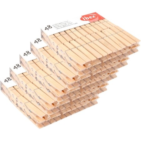 Pinces à linge bouquetin bois 5 paquet de 48 pièces