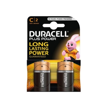 Piles Duracell Plus R14 C carte a 2pcs