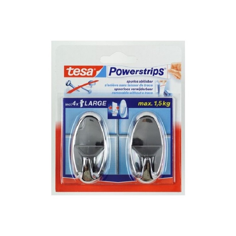 Tesa haak L chroom glans