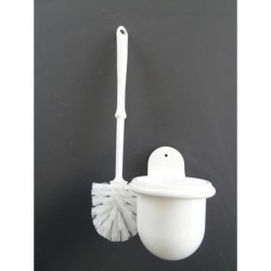Brosse WC murale en plastique blanc