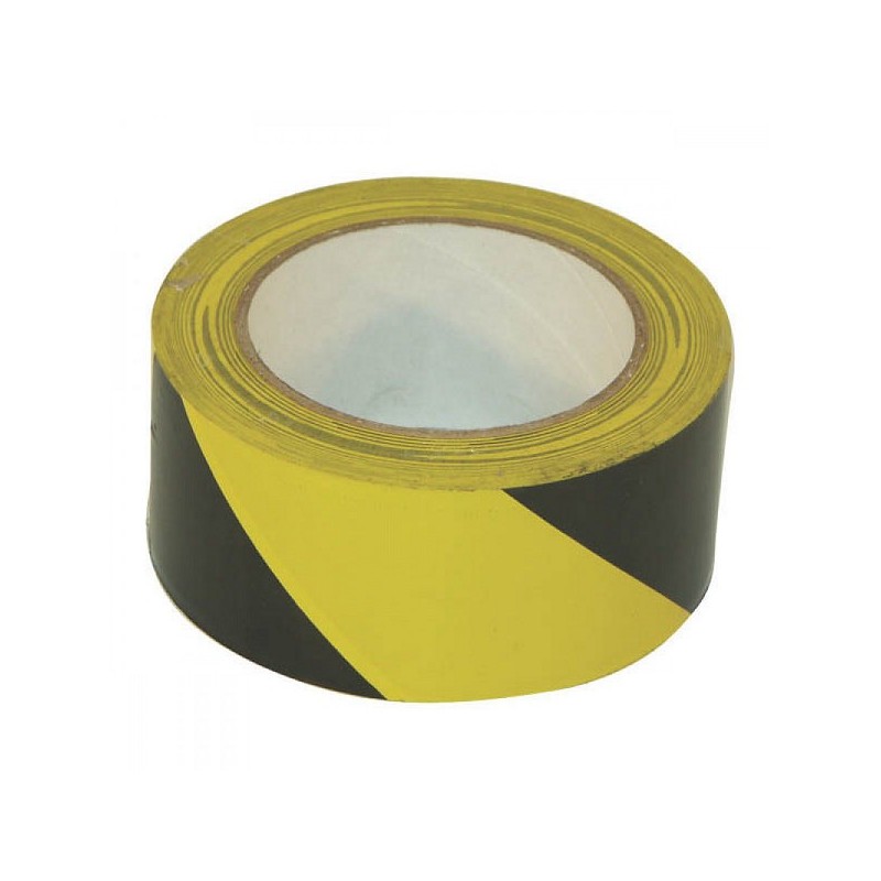 Ruban d'avertissement 33 m x 50 mm noir/jaune, amovible proprement.