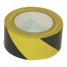 Ruban d'avertissement 33 m x 50 mm noir/jaune, amovible proprement.