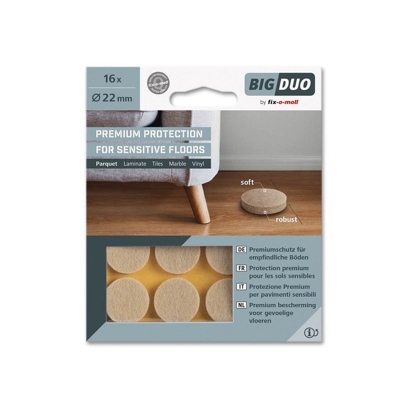 Patins pour parquet Fix-o-moll ronds 22mm beige 16 pièces