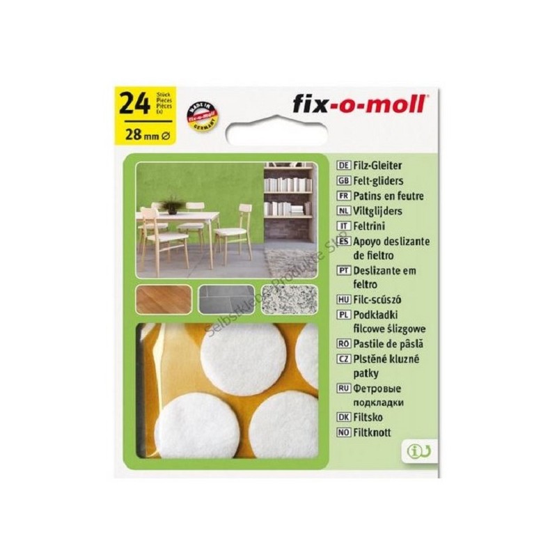 Fix-o-moll viltglijder rond 28mm wit