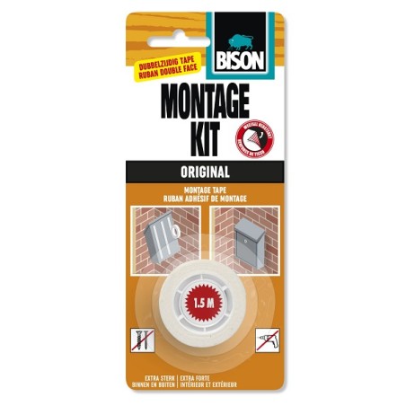 Kit de montage Bison ruban adhésif direct 1,5mx 19mm double face