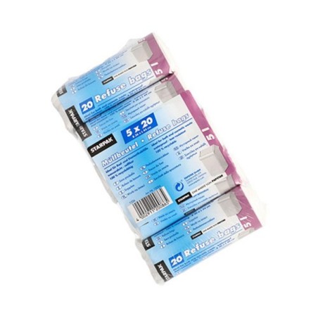 Papstar Sacs poubelle à pédale 5 litres 5 rouleaux de 20 pièces blanc